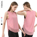 Women's Sleeveless Yoga Top Quick-Drying Long Cover Breathable Collar Mesh Ice Feeling Cool Running Fitness Gym Tank Top Low MOQ
