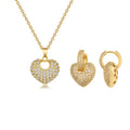 Women's 3D Heart Drop Necklaces and Earrings Micro Pave Crystal Cubic Zircon Jewelry Sets Gifts