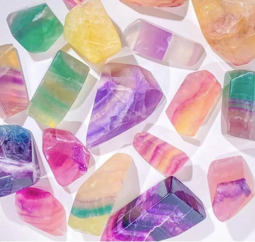 Natural Healing Quartz Stone Candy Fluorite Free Forms for Meditation