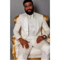 Fashion Men's Suit 2 Pieces Jacquard Blazer Pants One Button Satin Lapel Business Work Wear Wedding Groom Costume Homme