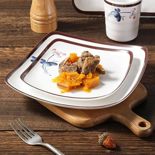 Custom Printing Chinese Design Melamine Food Serving Square Plate Dining Plates