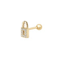 Single Mini Padlock 925 Sterling Silver Micro CZ Pave Stud Earring Fashion Jewelry Wholesale