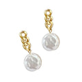 S925 Sterling Silver 12-13mm Baroque Freshwater Pearl Stud Earrings Needle Button Simple Stylish Tempered Stylish Temperament