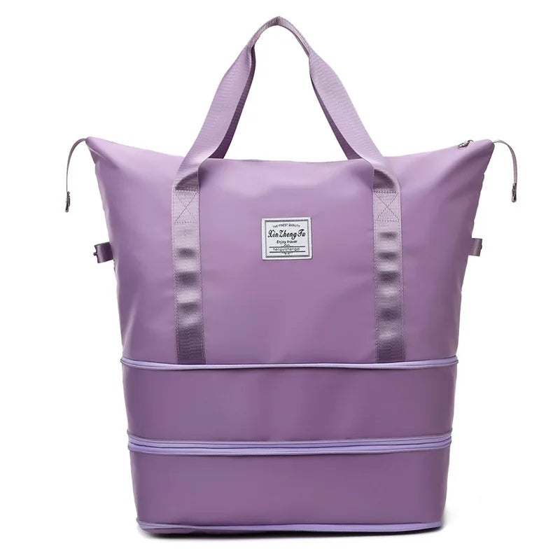 Three Layer Waterproof Gym Duffel Bag Large Capacity Oxford Material Zipper Dry Wet Separation Fashionable Travel Luggage Bag