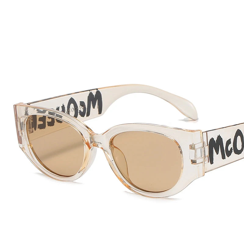 New Personality Retro Sunglasses 2022 Letter Print Brand Decorate the Sunglasses Men Small Frame Custom Wholesale Sunglasses