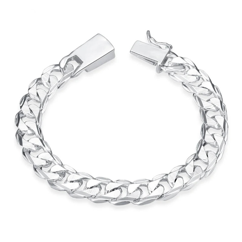 DOTEFFIL 925 Sterling Silver Plated Full Sideways Fashion Bracelet for Women and Men for Weddings and Engagements