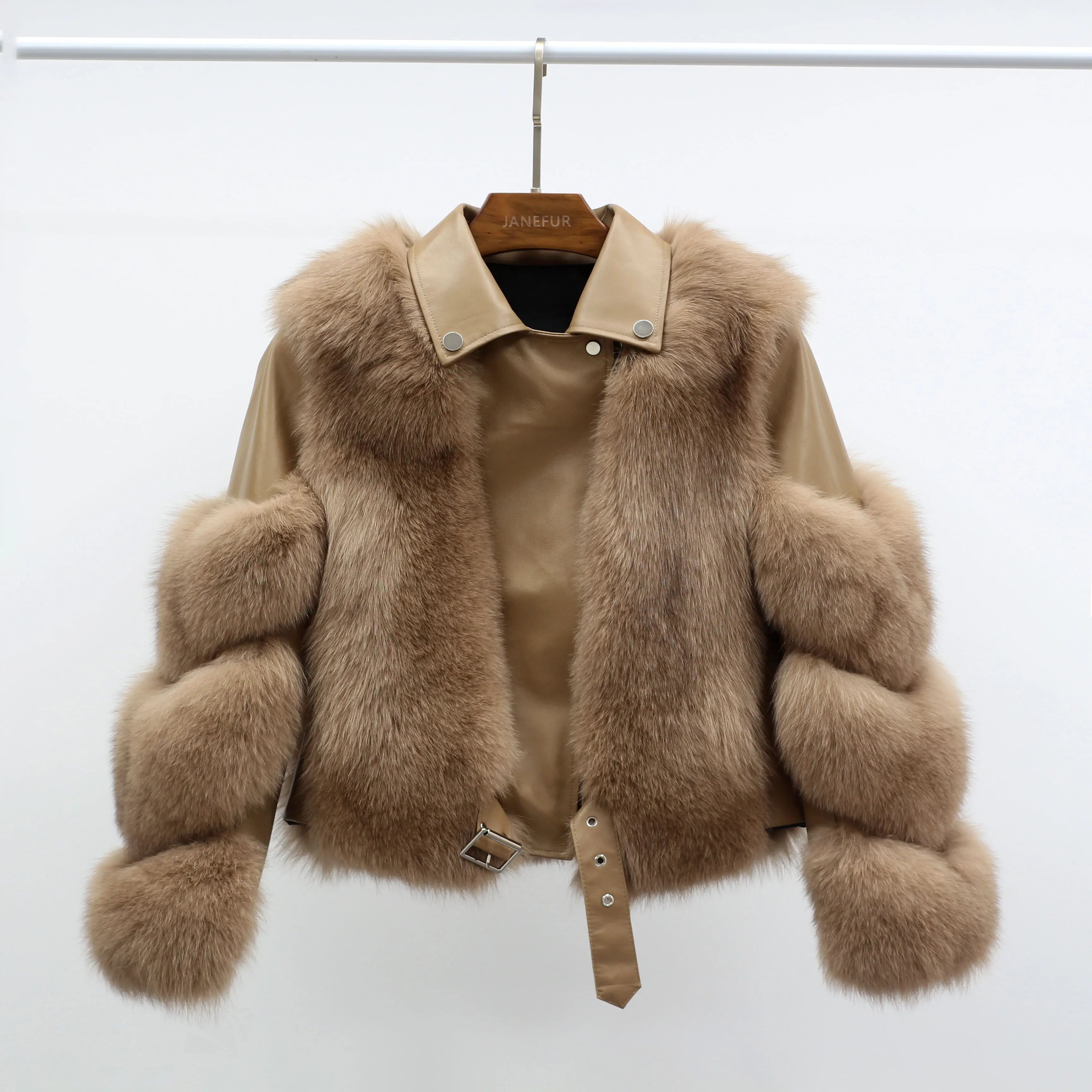 Hot Sell Warm Winter Genuine Leather Fluffy Real Fox Fur Jacket