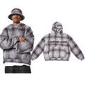 Custom Patch Embroidery Logo Graphic Design Tapestry Hoodie French Terry Zip up Jacket Tweed Fabric Men' Oversized Hoodie