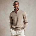Men's Pure Cashmere Half-Zip Mock Neck Sweater Versatile Comfortable Anti-Wrinkle Anti-Shrink Knit Pullover for Winter Front ODM