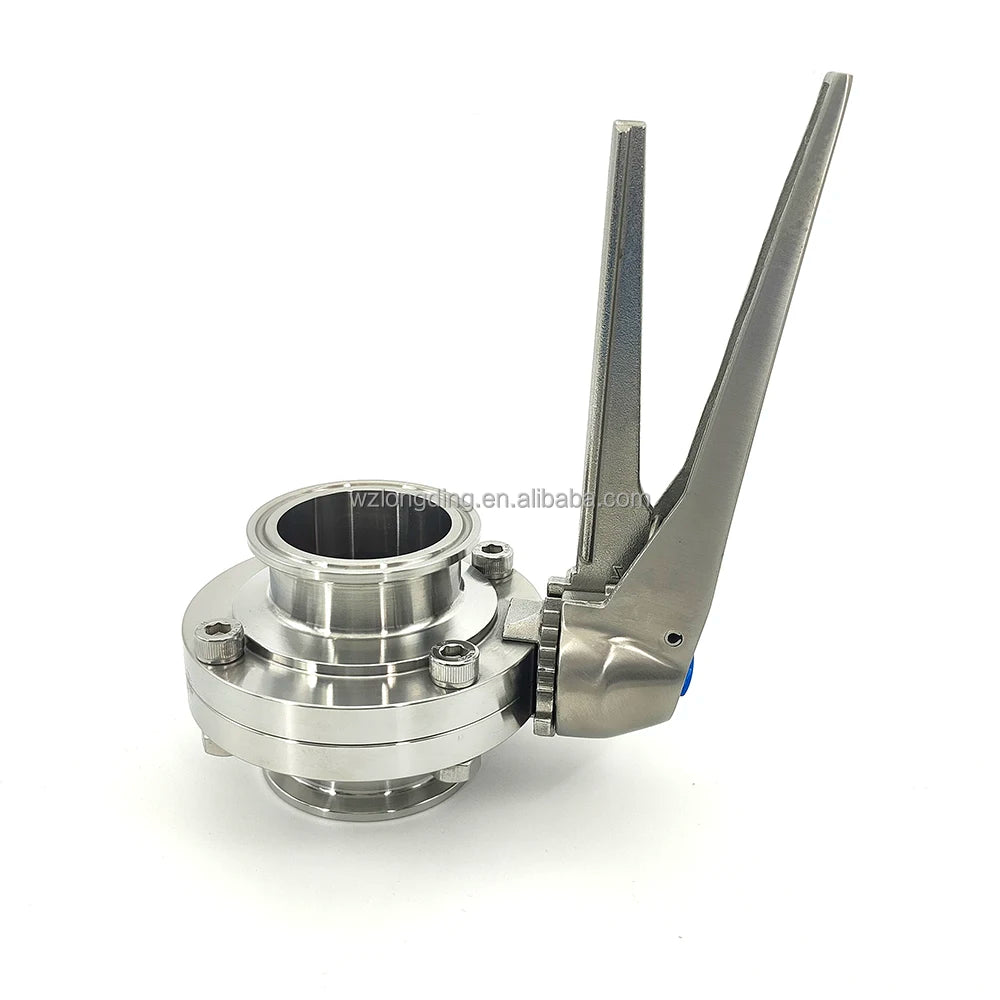 Longding Stainless Steel Sanitary Tri Clamp Butterfly Valve 2" Food Grade Clamped Butterfly Valve With Different Types of Handle