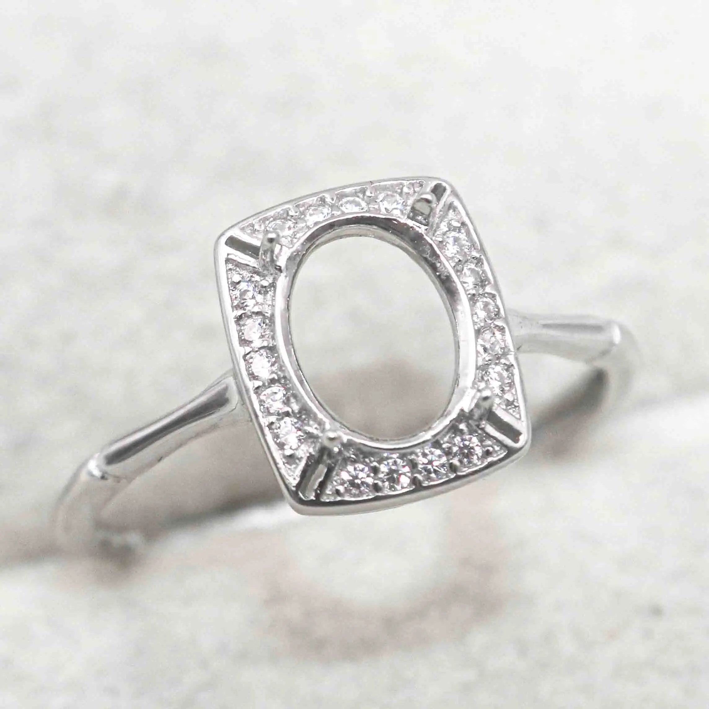 Sterling Silver 6*8/7*9/8*10mm Semi Mount Ring Frame Empty Blank Support Claws Setting Base Without Center Stone for Inlay DIY