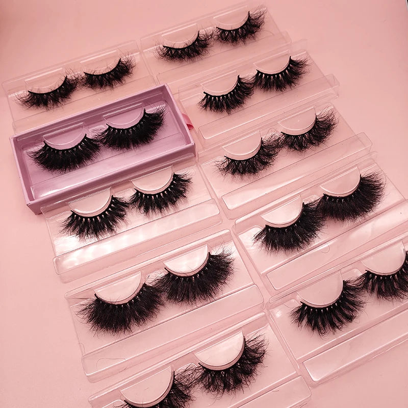 25mm Lashes Faux Mink Wholesale Vendor 5 Pairs 10mm Faux Mink Lashes Custom logo Box Bulk