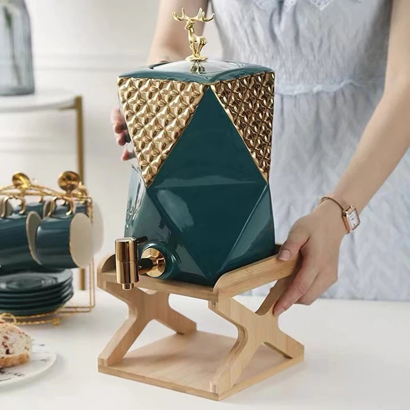 Gold Diamond Bohemian Creative Ceramic Eco-Friendly Cold Water Bottle Cup Set with Beehive Measuring Jug