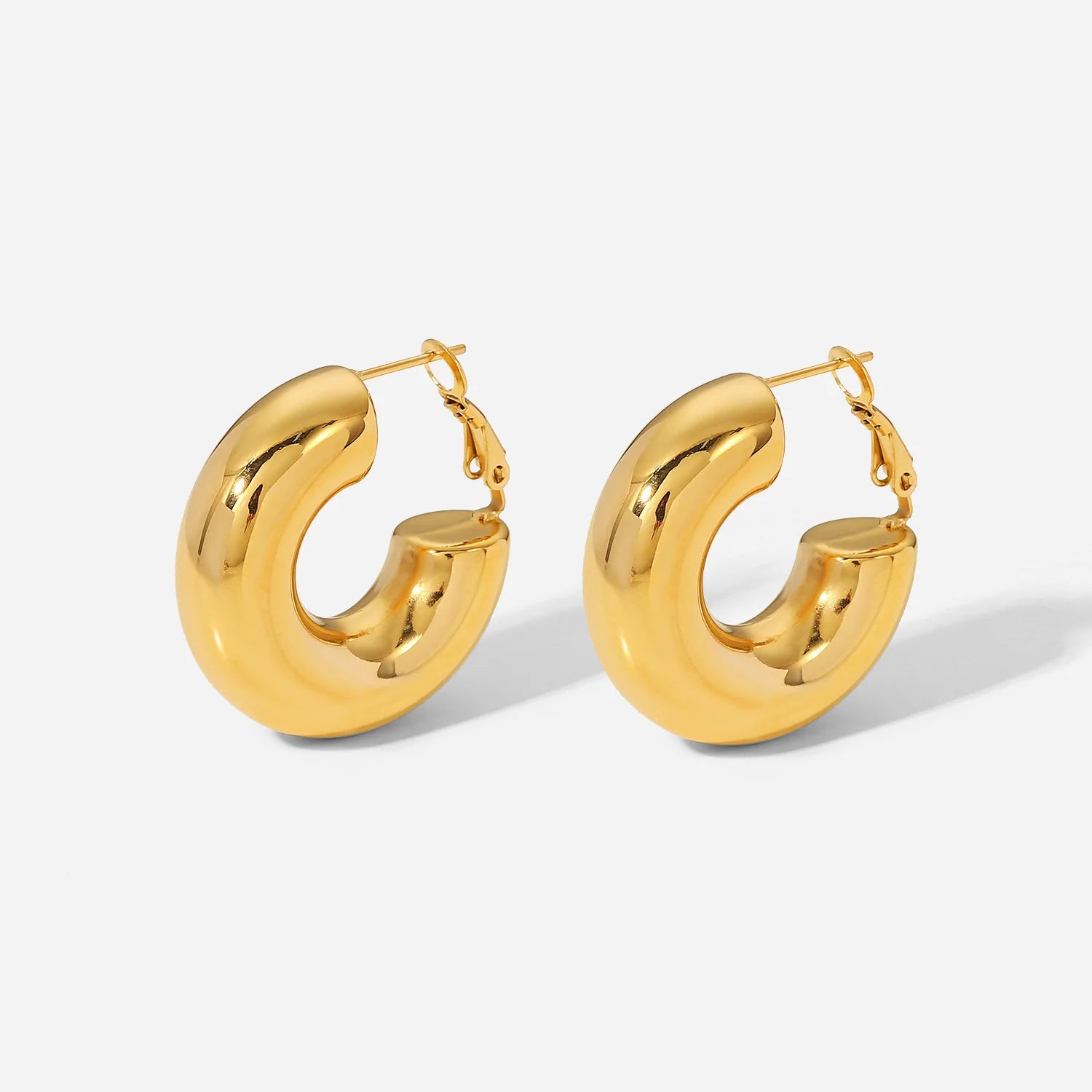 18k Gold Plated Women Jewelry Earrings Tarnish Free Gold Hoops Small Simple Hoop Earrings Waterproof Stainless Steel Jewelry
