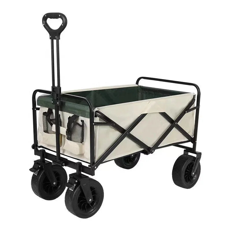 Portable Beach Trolle Utility Collapsible Folding Wagon Cart Outdoor Folding Camping Trolley Cart Foldable Garden Wagon 4 Wheel