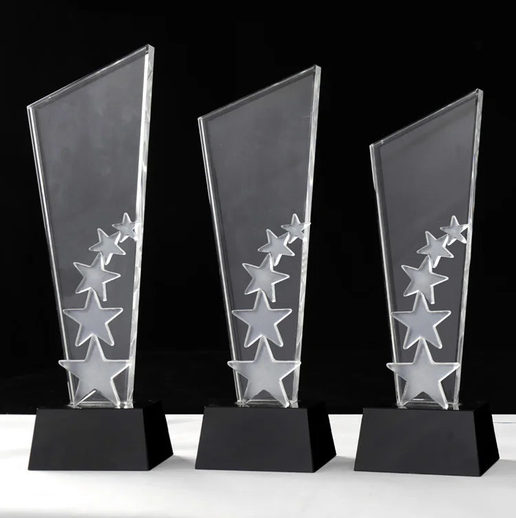 3 Frosted Star Glass Crystal Trophy  MH-NJ0136