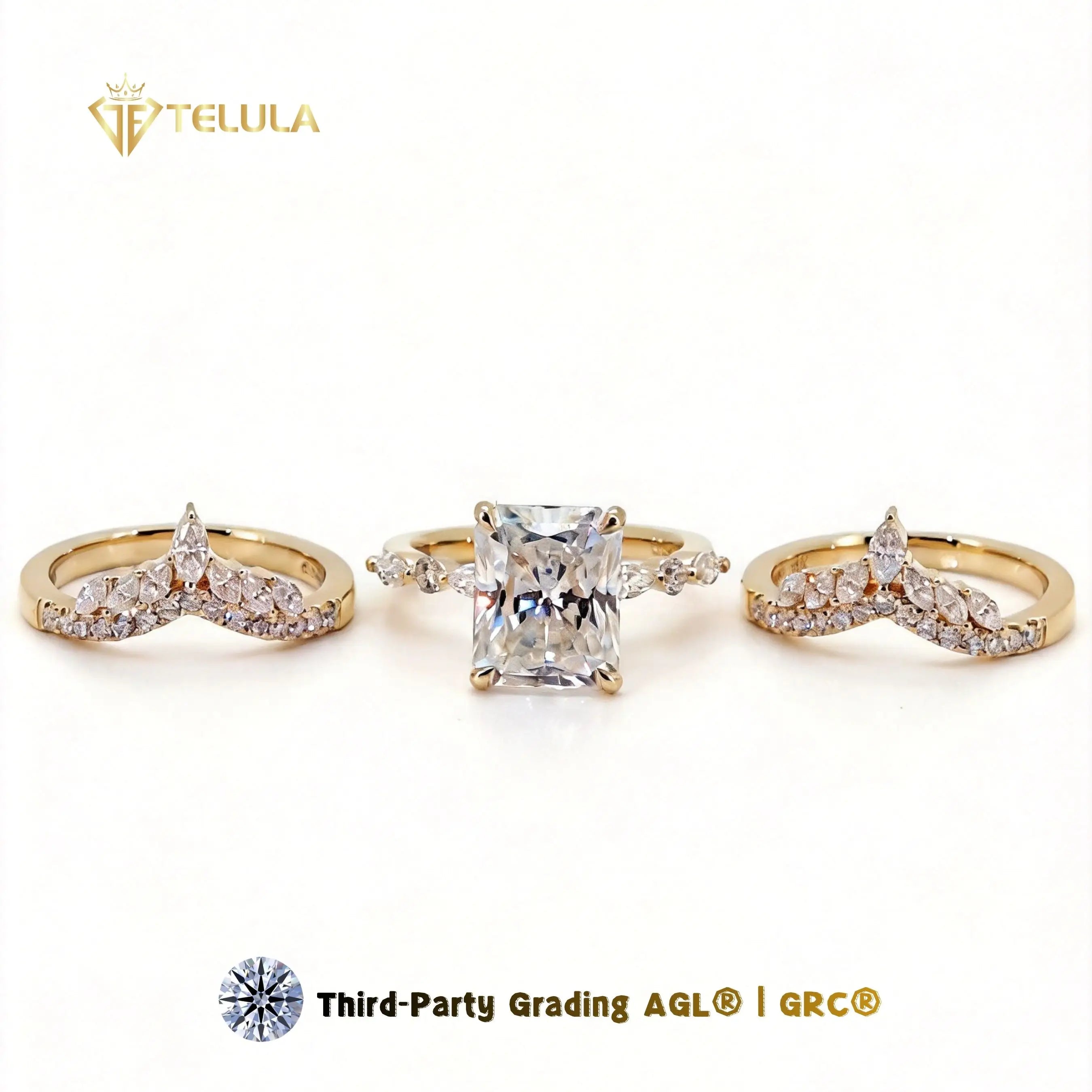 Telula Custom 3.5 Ct Radiant Cut Lab diamond Wedding Ring 18k Solid Gold Ring Radiant Cut Moissanite Engagement Ring