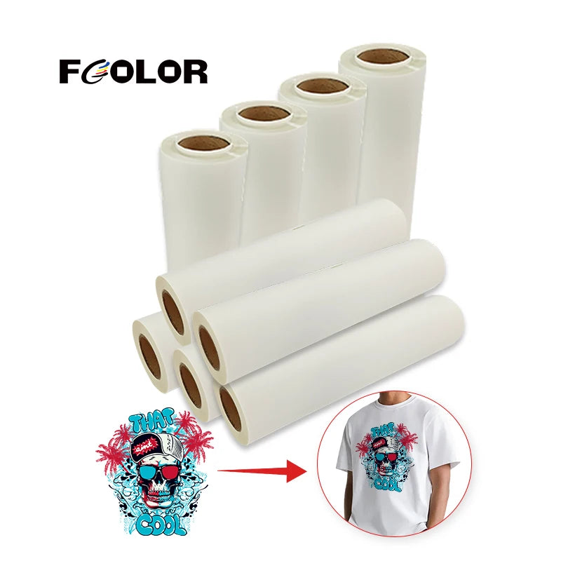FCOLOR 30 CM Size Hot Peel DTF PET Film for Epson XP600 I3200 L1800 DX5 Dtf Printer Printing Dtf Ink Film Transfer on Clothing