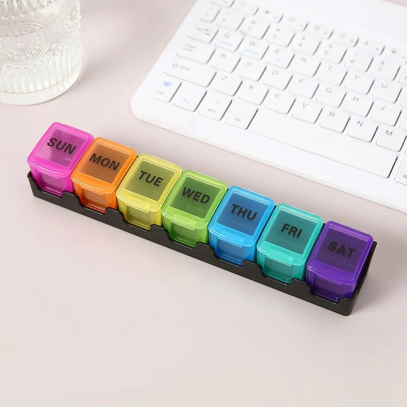 Portable Colorful Combination Medicine Box Detachable Independent Storage for Morning Evening Medicines Essential for One Week