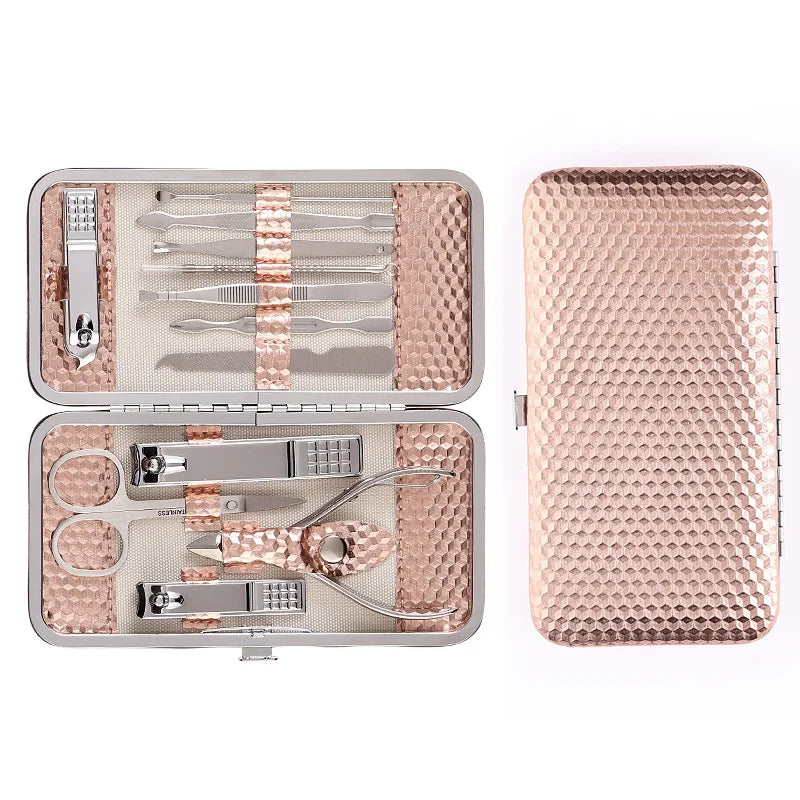 2026 YD New Arrival 12-Pieces Rose Gold Manicure Set With Travel Case