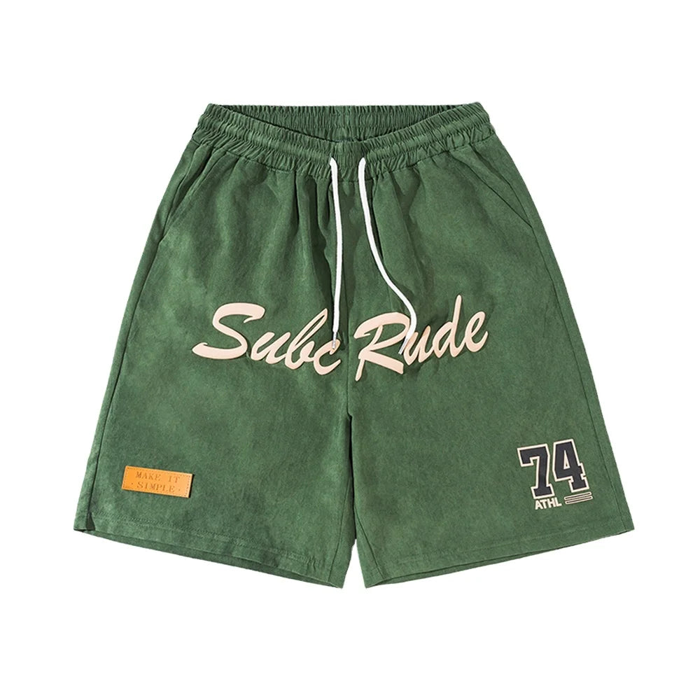 Hip Hop Foam 3D Puff Printing Logo Short Pant Mens Street Wide Leg Casual Sports Shorts