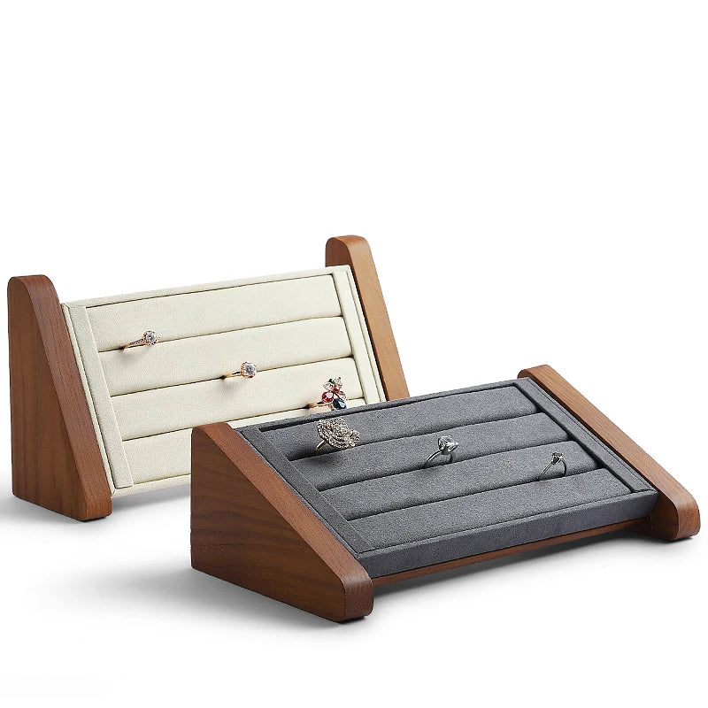 DIGU Multifunction Custom Solid Wood Earring Ear Stud Display Holder Jewelry Ring Storage Display Stand