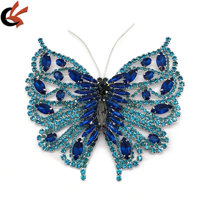 Large Size Handmade Welding Style Colors Crystals butterfly Shape Glass Gems Brooches for Chair Garment Decoration
