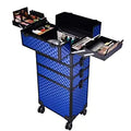 Portable 4-in-1 Makeup Travel Case with Trolley Fashion Style and Diamond Pattern Beauty Cosmetic Storage Cover Type