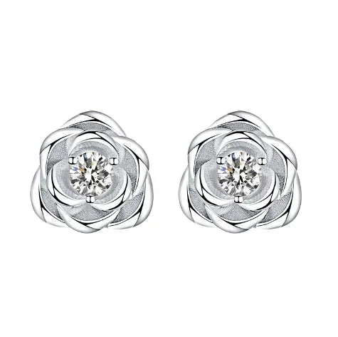 Wholesale 925 Sterling Silver Stud Earrings for Summer New Rose Collection of Women Jewelry Accessories