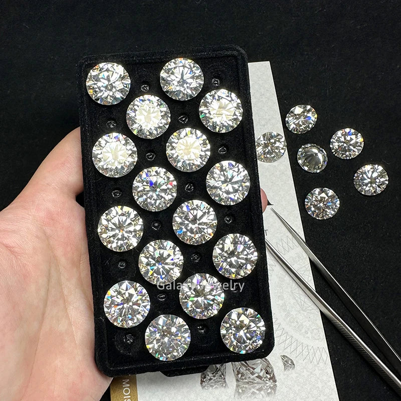Factory Wholesale Price Lab Created Colorless D Color 3mm to 16mm Round Brilliant Cut Loose Stones Moissanite Color Play/Fire
