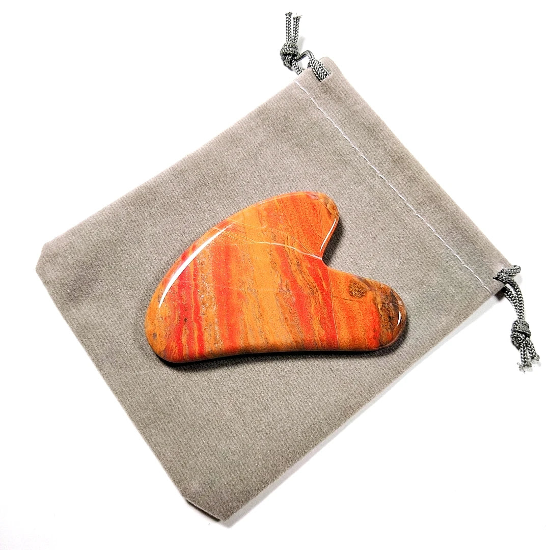 HY Popular heart shape mookaite jasper natural jade stone gua sha scraping massage tools