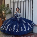 Navy Ball Gown Quinceanera Dresses Halter Cascading Ruffles Appliques Beads Long Formal Prom Party Gowns MQ628