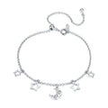 Fashion Factory 925 Sterling Silver Moon and Star Chain Link Bangles Bracelets for Women Sterling Silver Jewelry SCB107