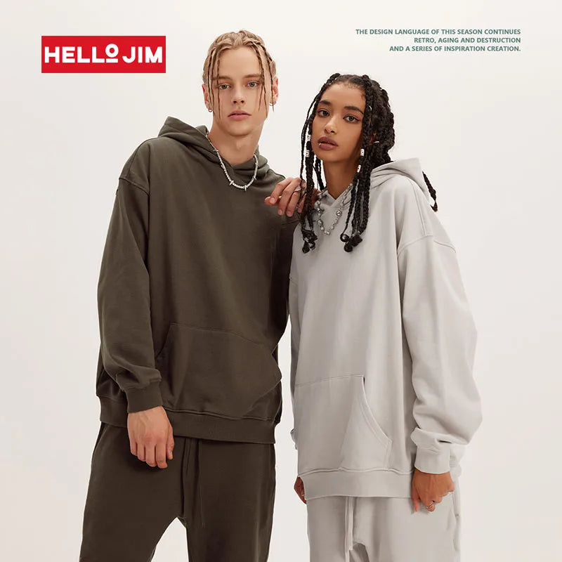 Custom Wholesale 400g Polar Blank Heavyweight Oversized Hoodie for Men Heavy Cotton Blank Hoodie No Strings