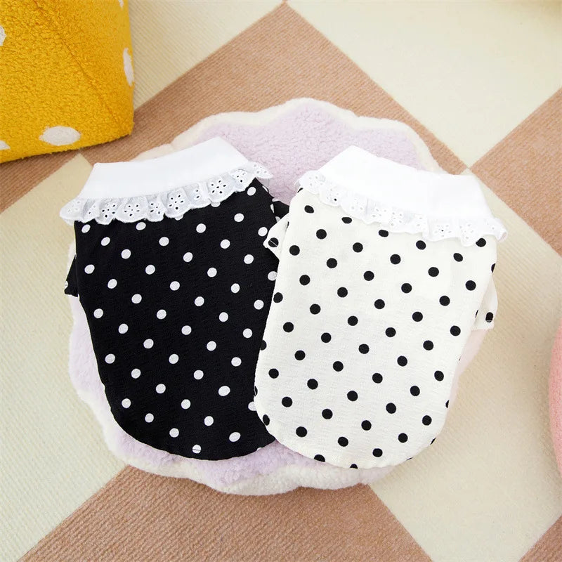Teddy Bear Soft Elastic Polyester Dog T-Shirt Cute Classic Pet Dress for Small Puppies Breathable Spring Summer Dog Clothes