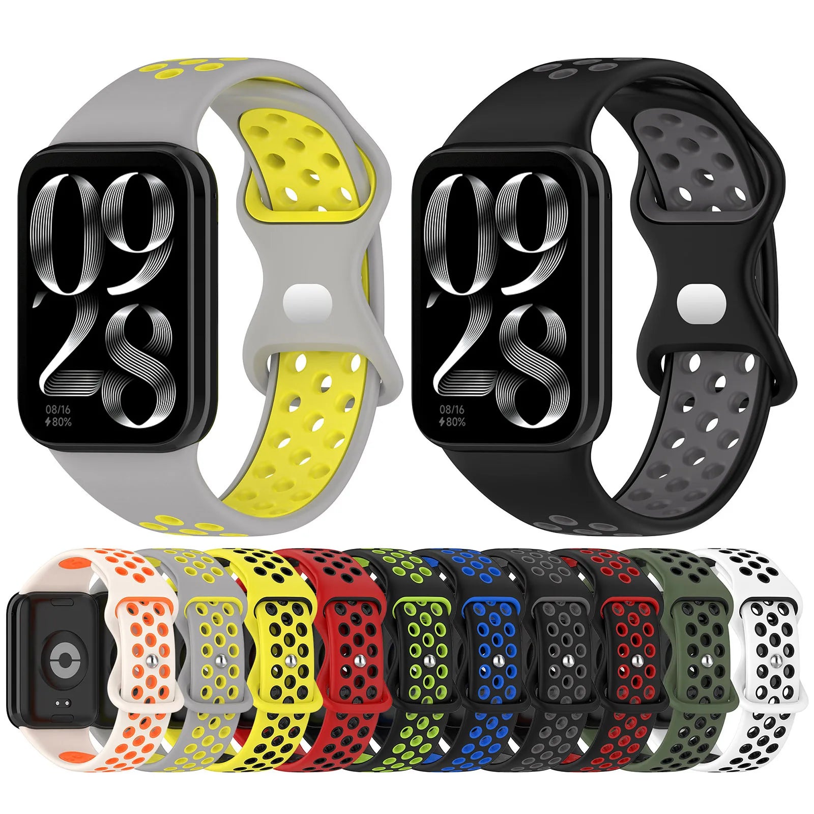 ShanHai Silicone Breathable Strap for Redmi Watch 4 / Xiaomi Band 8 Pro 9 Pro Replacement Bracelet Belt Soft Watchband Wristband