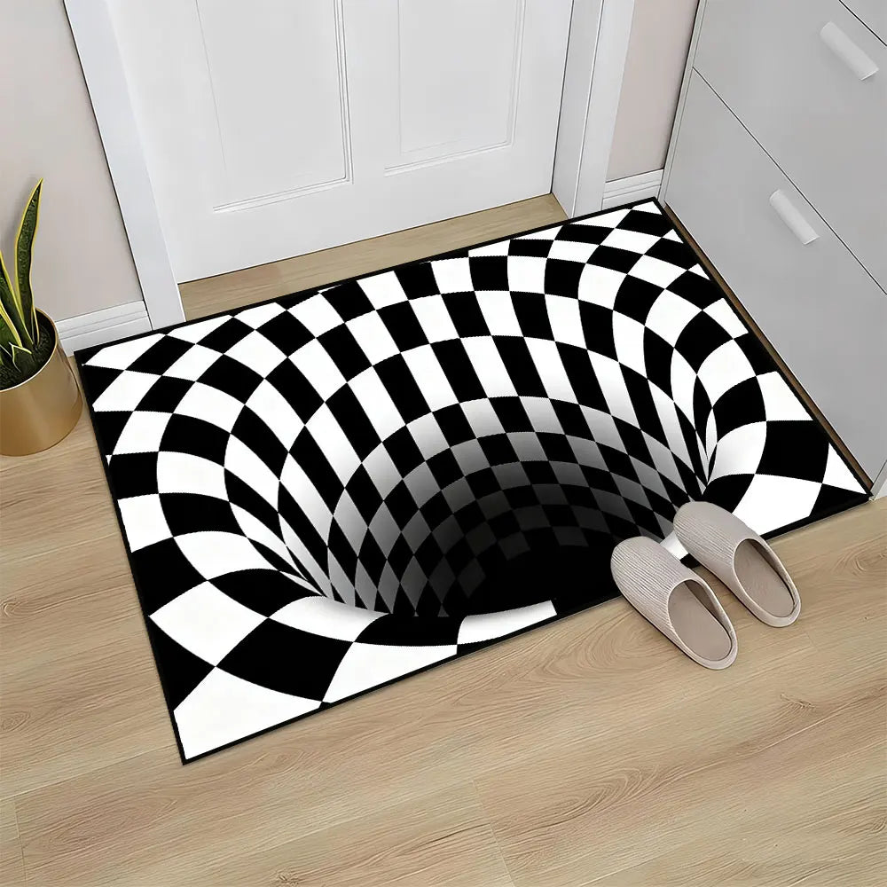 3D Visual Door Mat Carpets and Rugs Living Room Mats Custom Rug Chair Foot Mat White Black Area Rugs Anti-slip Doormats