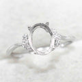 Sterling Silver 7*9mm Semi Mount Ring Empty Frame Blank Support Claw Setting S925 Base Holder Without Center Stone for DIY Inlay