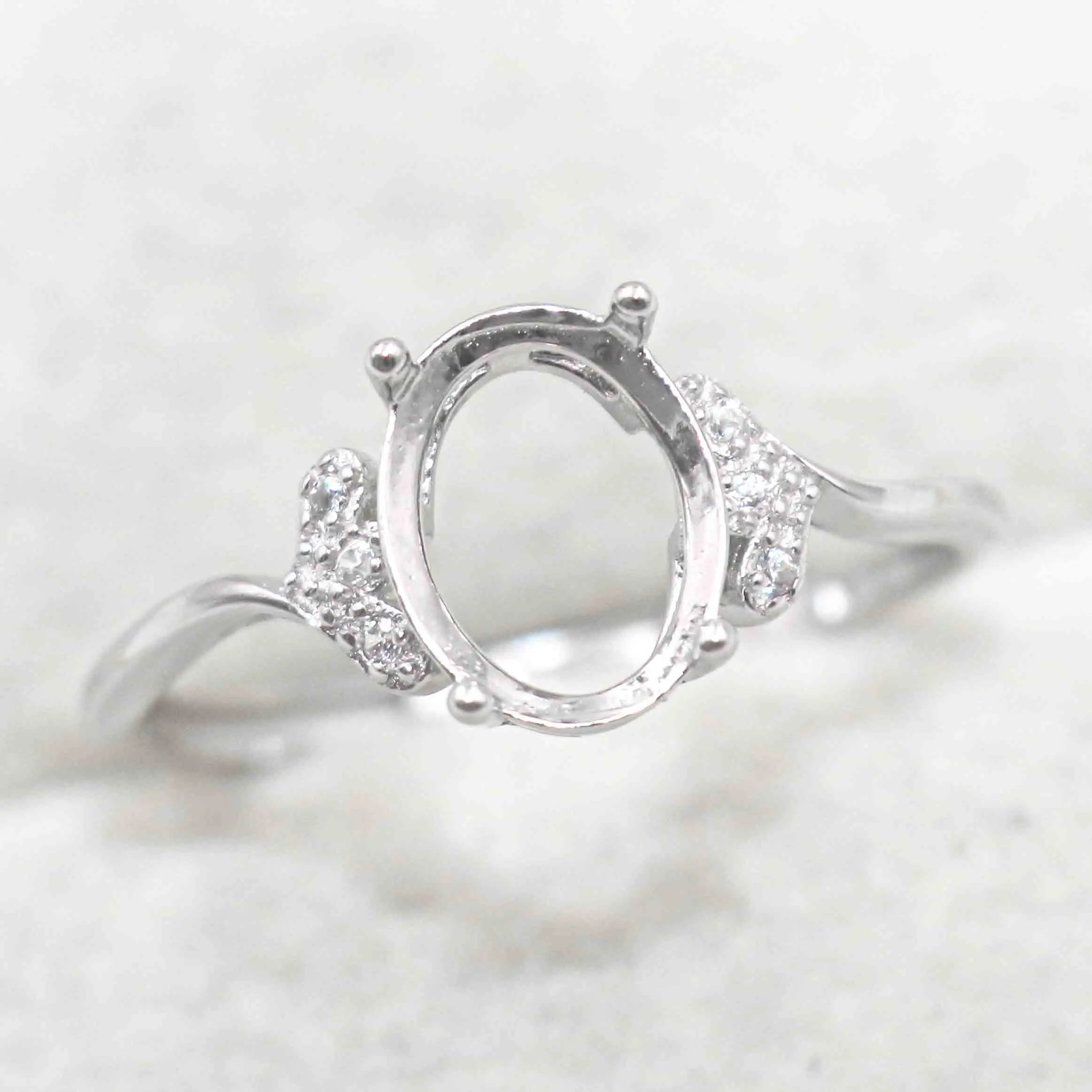 Sterling Silver 7*9mm Semi Mount Ring Empty Frame Blank Support Claw Setting S925 Base Holder Without Center Stone for DIY Inlay