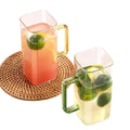 Colored square High Borosilicate Heatproof Glass Cup with Handle Drinking Mug Straight Cup for Juice Milk Tea Coffee with Straw