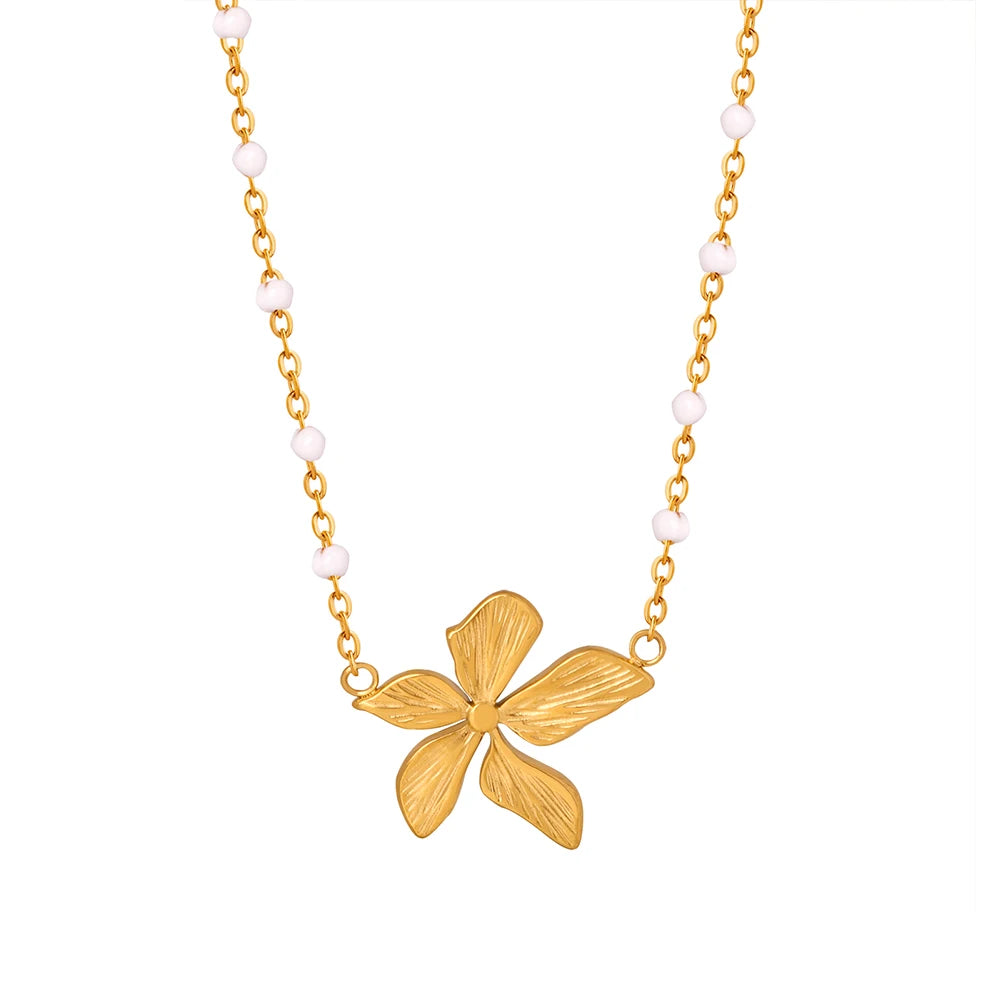 Flower Charms Chain Necklace New Arrival Oil Drip Clavicle Women Necklace Gold Plated Dropship Jewelry Suppliers