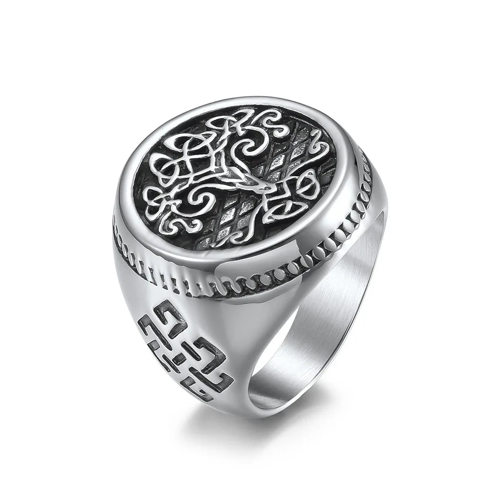Fashion Men Jewelry Stainless Steel Tree of Life Norse Viking Ring