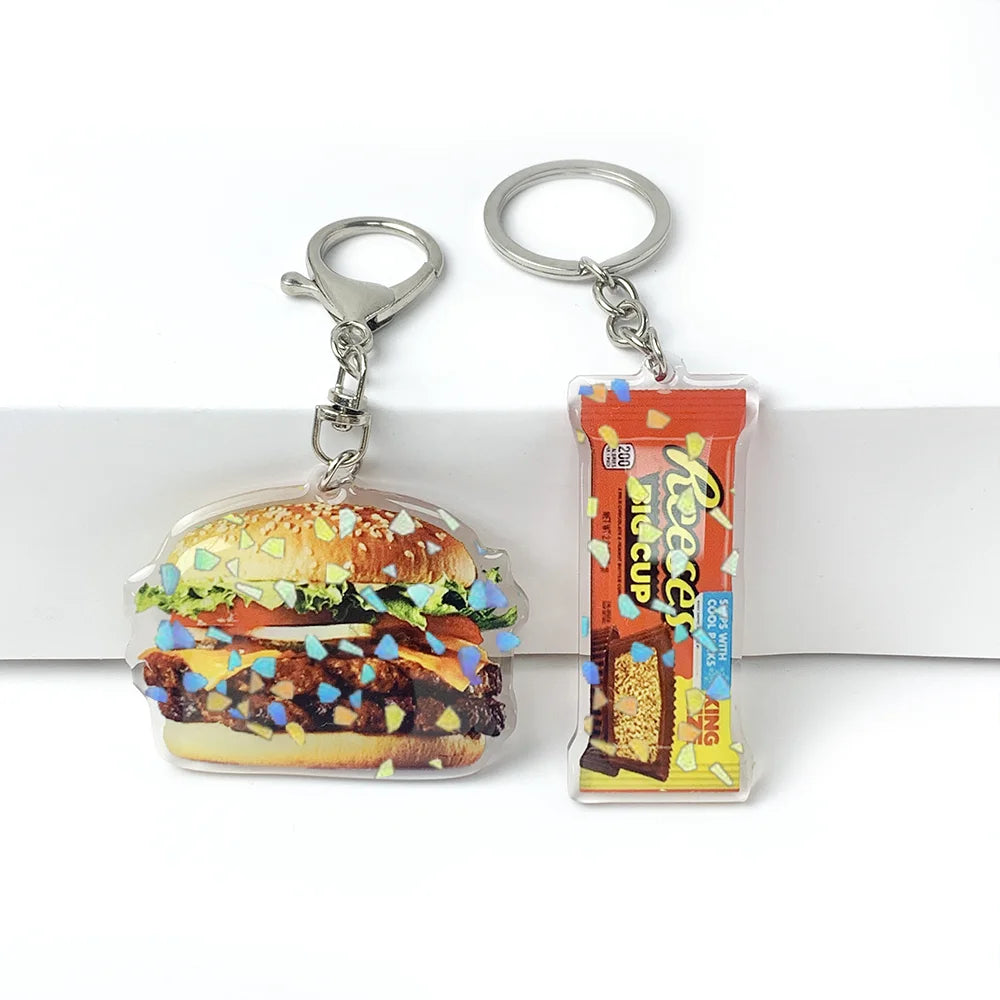 Acrylic keychain Creative flash Epoxy charm double-sided printing keychain holography