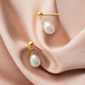 JS007 Sterling Silver Bridesmaid Natural Drop Pearl Fashion Jewelry Pearl Earrings