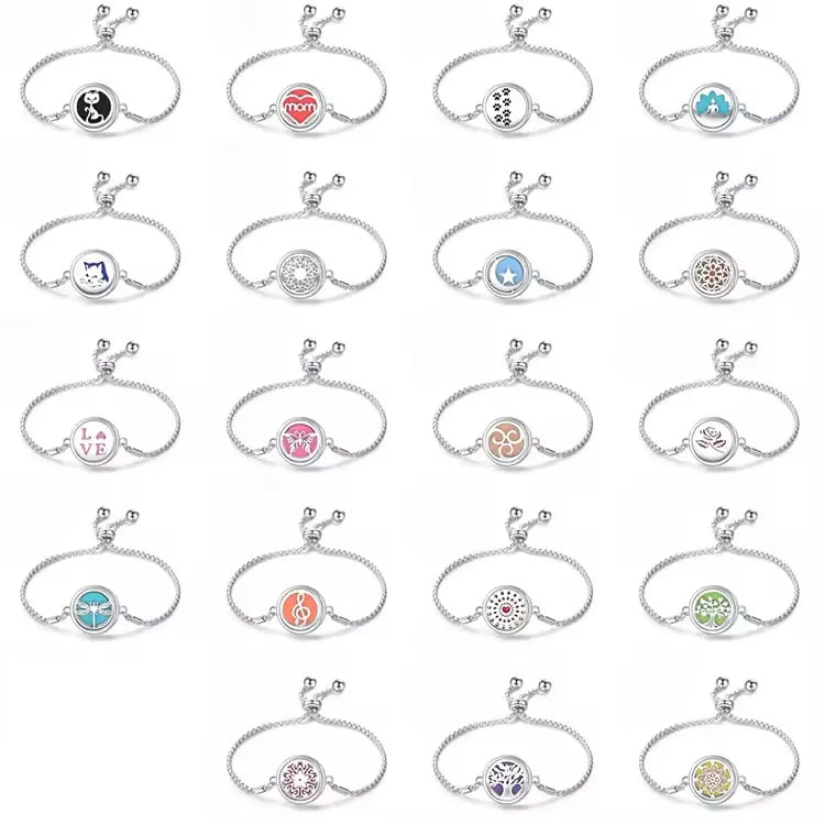 Y239 Wholesale Pulsera Perfumed Essential Oil Diffuser Stainless Steel Hollow Magnetic Aromatherapy Lover Bracelets