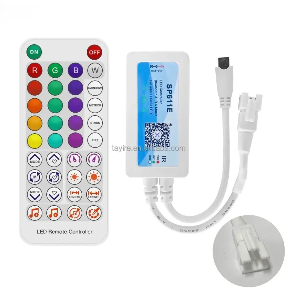 RGBIC Controller SP611E WS2811 WS2812 Remote Control RGB Pixel LED Strip Dream Color Music Sync for  APP DC Dimmers Controller