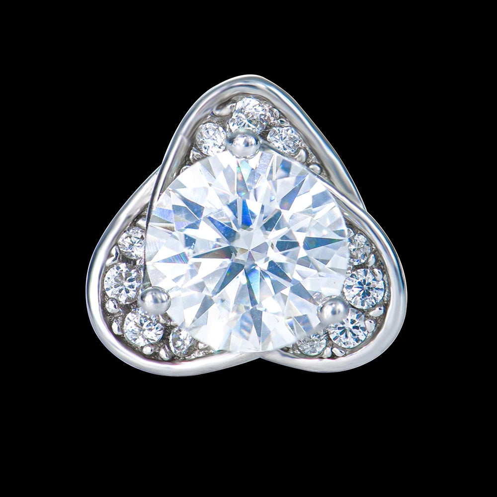 Fashion Jewelry Classic Fancy Funny Rhodium Plated 925 Silver Vvs Moissanite Diamond Stud Geometric Earrings for Girls