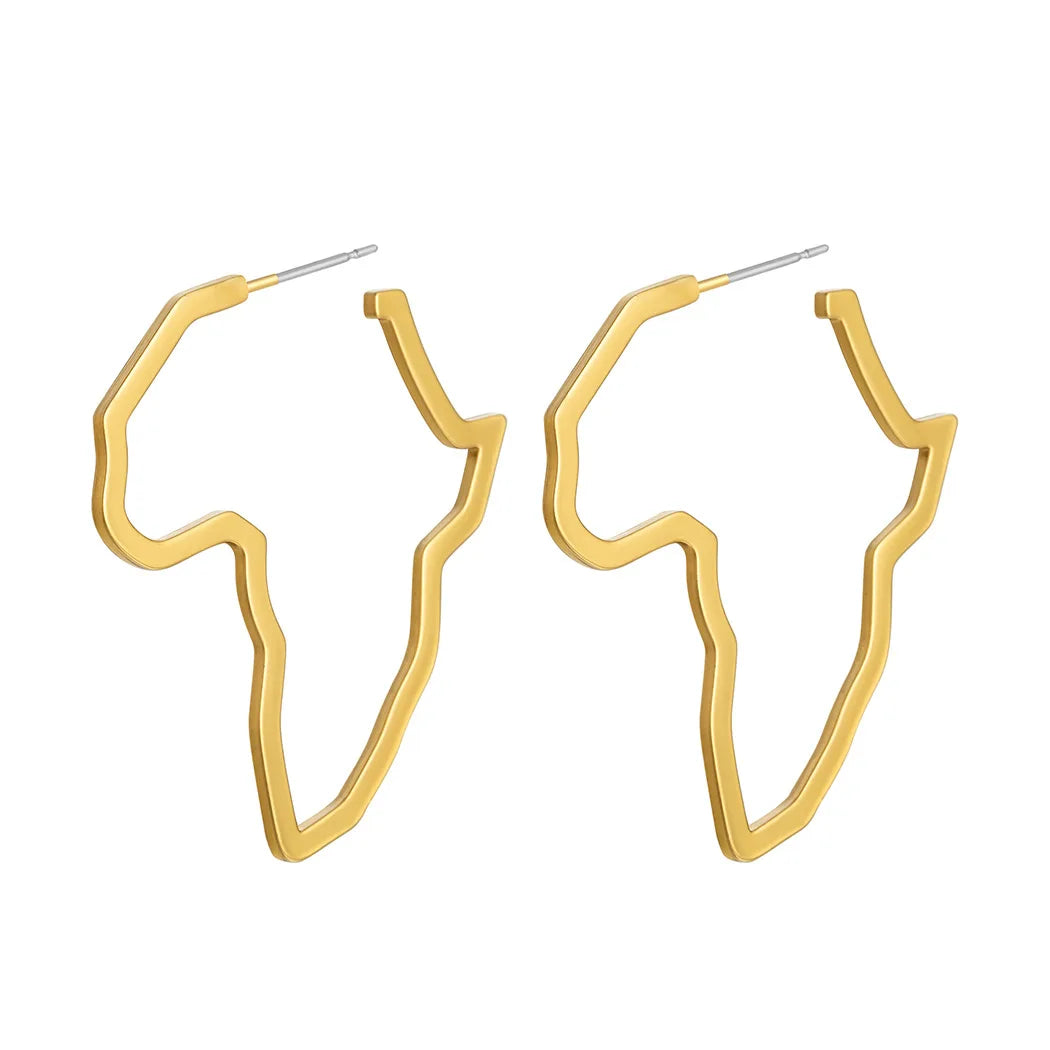 New Arrival Fashion Stud Earrings Jewelry European Exaggeration Large Hollow Earrings Personality African Map Earrings for Women