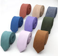 Wholesale Multicolor Men's Groom Wedding Fashion Plain Skinny Tie Solid Cotton in Various Colors