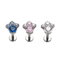Fuxuan ASTM F136 Titanium 4 Round Zircon Labret Piercing  Internally Threaded Top Fashion Earring Piercing Jewelry Wholesale